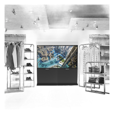Kit Videowall Comercial 2X2 / Incluye 4 Pantallas 55" / Controlador de 2 Entradas HDMI / Base de Piso