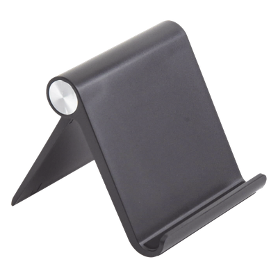 Soporte de Escritorio  para Teléfono Celular / Ajustable de 0° a 100° / Goma Antiarañazos / Antideslizante / Amplia Compatibilidad con dispositivos de 4'' a 7.9'' / Plegable / ABS / Color Negro