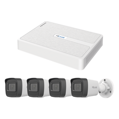 Kit IP 2 Megapixel / NVR de 8 Canales con 8 Puertos PoE  / 4 Cámaras IP Bala para Exterior