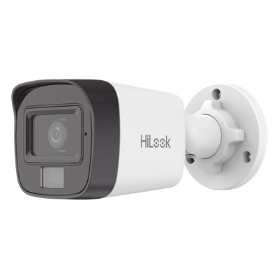 [Dual Light] Bala IP 4 Megapixel / Lente 2.8 mm / Ángulo de visión 104° / 20 mts IR + 15 mts Luz Blanca / Micrófono Integrado / ACUSENSE Lite / Exterior IP67 / H.265+ / PoE / ONVIF / dWDR