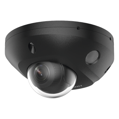[Dual Light + 2 Micrófonos Integrados] Mini Domo IP 4 Megapixel / Color Negro / Lente 2.8 mm / 30 mts Luz Blanca + 30 mts IR / ACUSENSE / Exterior IP67 / IK08 /  WDR 120 dB / PoE / ONVIF / Alarmas I/O / Micro SD / ACUSEEK