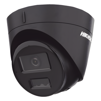 [Dual Light] Turret IP 4 Megapixel / Color Negro /  Lente 2.8 mm / 30 mts IR + 30 mts Luz Blanca / Micrófono Integrado / ACUSENSE Lite / Exterior IP67 / H.265 / PoE / ONVIF / Micro SD