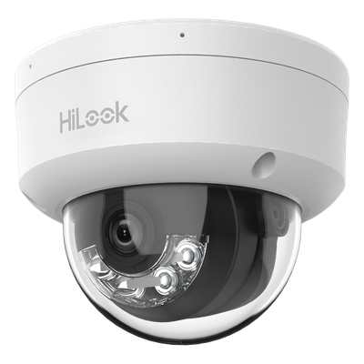 [Dual Light] HiLook Series / Domo IP de 4 Megapixel / Uso en interior / Lente 2.8 mm / 20 mts IR + 20 mts Luz Blanca / Micrófono Integrado / ACUSENSE Lite / PoE / dWDR / H.265+ / ONVIF