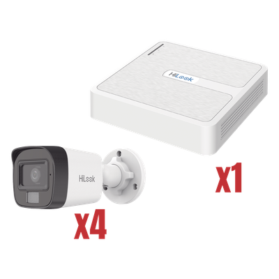 Kit IP 4Megapixel / NVR de 4 Canales con 4 Puertos PoE / 4 Cámaras IP Dual light con microfono