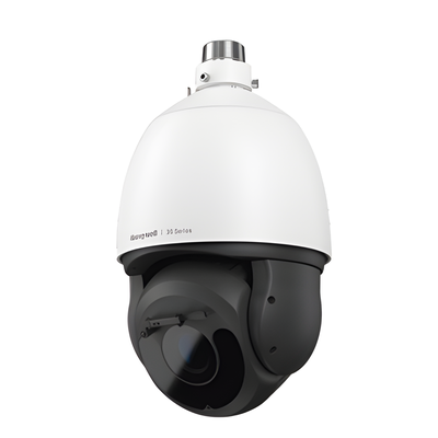Cámara PTZ IP de 5 Megapíxeles con zoom óptico 30X, IR de 200 m, wiper y calefactor para exterior, PoE++ o 24 Vca