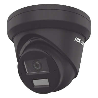 [Dual Light + 2 Micrófonos de Doble Matriz] Turret IP 4 Megapixel / Color Negro / Lente 2.8 mm / 30 mts Luz Blanca + 30 mts IR / ACUSENSE / Exterior IP67 / WDR 120 dB / PoE / ONVIF / Micro SD / Metal / ACUSEEK
