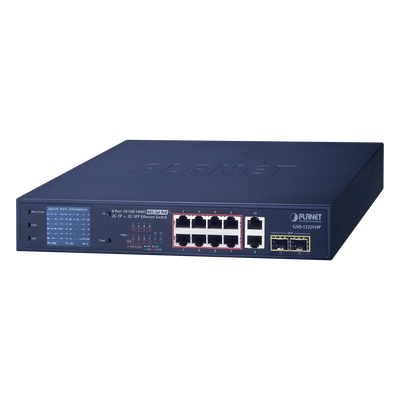 Switch No Administrable 8 Puertos Gigabit con Modo Extender a 250 m,  2 Puertos Uplink 10/100/1000 Mbps, 2 Puertos SFP