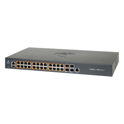 Switch cnMatrix EX2028-P capa 3 de 28 puertos (24 PoE Gigabit 802.3af/at, 4 SFP+) administración desde la Nube (MX-EX2028PxB-U)