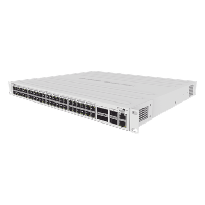 Cloud Router Switch 48 puertos PoE 802.3af/at Gigabit, 4 puertos SFP+ 10G, 2 puertos QSFP+ 40G, Montaje en Rack