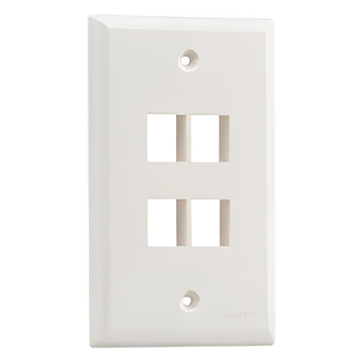 Placa de Pared Vertical, Salida Para 4 Puertos Keystone, Color Marfil