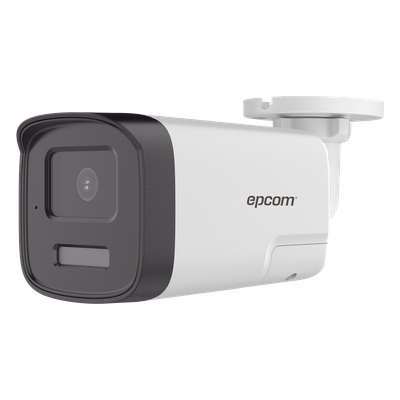 [Audio Bidireccional + Dual Light + ColorVu] Bala TURBOHD 4K (8 Megapixel) / Lente 2.8 mm / 40 mts IR EXIR + 40 mts Luz Blanca / Micrófono y Bocina Integrado / Exterior IP67 / Metal / dWDR