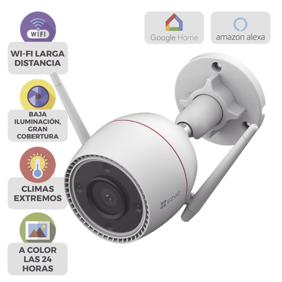 Cámara Wi-Fi / 5 Megapixel (3k) / Detección IA Personas-Vehiculos / Visión Nocturna Color / Audio Bidireccional / Alarma con Luz y Sirena / Reconocimiento por Gestos / IP67