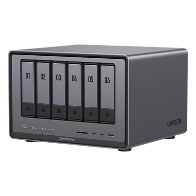NAS UGREEN NASync DXP6800 Pro / Intel Core i5-1235U 10 Núcleos / 6 Bahías SATA + 2 M.2 NVMe / 2 Puertos Thunderbolt 4 / 2 Puertos 10GbE / 8K HDMI / PCIe 4.0 x4 / DDR5 Hasta 64GB / Compatibilidad Multiplataforma