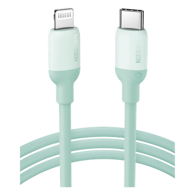 Cable USB-C a Lightning / Certificado MFi / 1 Metro / Adecuado para iPhone, iPad, iPod / Carga Rápida PD 20W /  Sincronización de Datos de hasta 480 Mbps / Goma de Silicona y  TPE. / Suave al Tacto / Color  Green