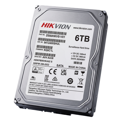 Disco Duro para Videovigilancia / 6 TB / SATA 6.0 Gb/s / 5400 RPM / 256 MB Buffer / Soporta 64 Cámaras HD / Operación 24/7 / 180 TB/Año / MTTF 1M Horas