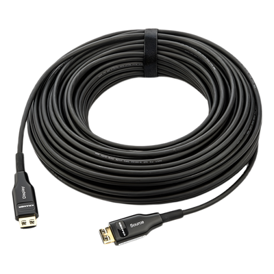 Cable Optico HDMI Híbrido | 4K@60Hz 18 Gbps | 20 m | Fibra OM3 + Cobre | LSHF | Bañado Oro 24K | HDCP 2.2 | HDR | ARC | CEC