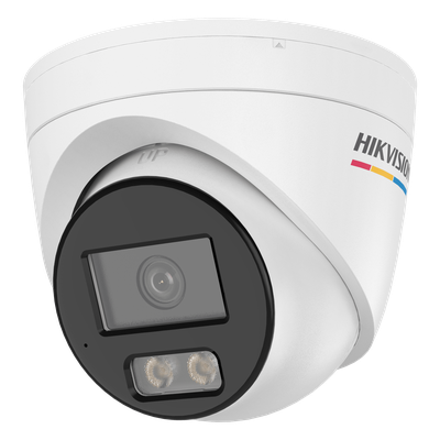 [Dual Light + ColorVu] Turret IP 4 Megapixel / Lente 2.8 mm / 30 mts IR + 30 mts Luz Blanca / Micrófono Integrado / ACUSENSE Lite / Exterior IP67 / WDR 120 dB / PoE / Micro SD 