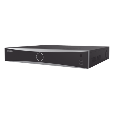 NVR 12 Megapixel (4K) / 32 canales IP / 16 Puertos PoE+ / Reconocimiento Facial / AcuSense (Evita Falsas Alarmas) / 4 Bahías de Disco Duro / Switch PoE 300 mts / HDMI en 4K / Alarmas I/O