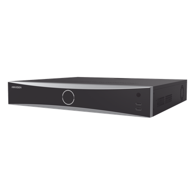 NVR 12 Megapixel (4K) / 16 canales IP / 16 Puertos PoE+ / AcuSense (Evita Falsas Alarmas) / Reconocimiento Facial / 4 Bahías de Disco Duro / Switch PoE 300 mts  / HDMI en 4K / Alarmas I/O