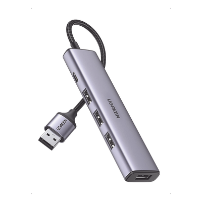 Convertidor USB-A 3.0 a 4 Puertos USB-A 3.0 / 5 Gbps Transferencia / Alimentación por USB-C / Compatibilidad Multiplataforma / Protección Cortocircuito y Sobrecorriente