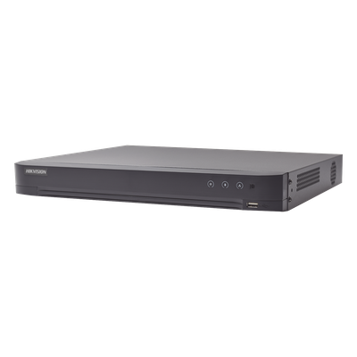 DVR 8 Canales TURBOHD + 8 Canales IP / 8 Megapixel (4K) / Audio de dos vías por Coaxitron / ACUSENSE / Reconocimiento Facial / 1 Bahía de Disco Duro / Salida de Video en 4K / H.265+