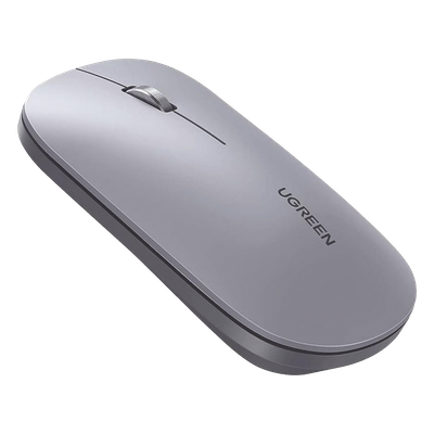 Mouse inalámbrico 2.4 GHz | Ultra Delgado y Silencioso | DPI 1000/1600/2000/4000 (Ajustable) | Alcance 10m | Scroll de Aluminio | Adaptable a diferentes superficies | Diseño suave al tacto | Contiene Receptor USB | Color Gris.