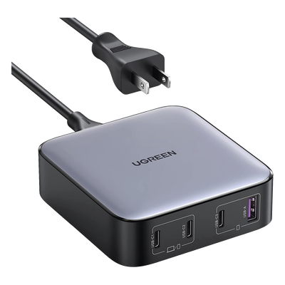 Cargador de Escritorio de 100W | 4 Puertos de Carga Rápida | 3 USB-C | 1 USB-A | Tecnología GaN II +SIC | Power Delivery 3.0 | Quick Charge 4.0 | Chip Confiable y Carga Inteligente | Optimiza la Experiencia de Carga