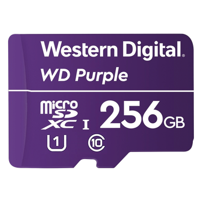 Memoria microSD de 256 GB PURPLE, Especializada Para Videovigilancia, 10 VECES MAYOR DURACIÓN, 3 AÑOS DE GARANTIA