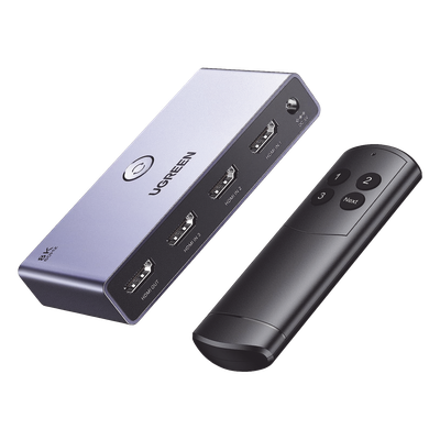 Switch (Splitter) 8K HDMI 2.1 / 3 Entradas 1 Salida / Incluye Control Remoto / Soporta 8K@60Hz 4K@120Hz 4K@60Hz 3D / HDR / HDCP 2.3 / Carcasa de Aluminio.