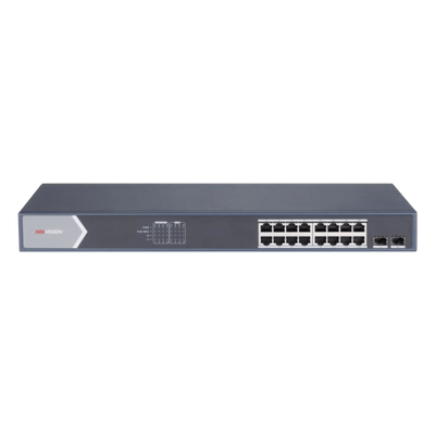 Switch Gigabit PoE+ / Administrable / 16 Puertos 1000 Mbps PoE+ / 2 Puertos SFP / Configuración Nube desde Hik-ParnerPro / PoE hasta 300 Metros / 225 Watts