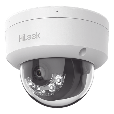 HiLook Series / Domo IP de 2 Megapixel (1080p) / Lente 2.8 mm / 30 mts IR / Micrófono Integrado / Exterior IP67 / PoE / dWDR / H.265+ / ONVIF