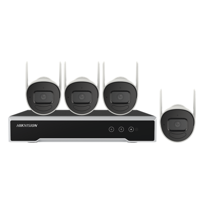 Kit IP Inalámbrico 1080p / NVR 4 Canales / 4 Cámaras Bala para Exterior / 1 HDD de 1 TB / Modo Repetidor