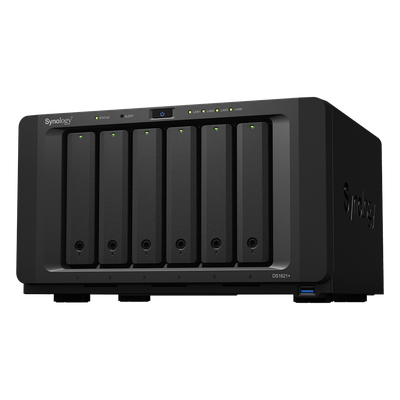 NAS Synology DiskStation DS1621+ | 6 Bahías | Procesador AMD Ryzen V1500B | 4 GB DDR4 ECC | Expansión Hasta 16 Bahías | 2 Ranuras M.2 NVMe | Puerto 10GbE RJ-45 | Compatibilidad RAID | Btrfs | Virtualización | Caché SSD.