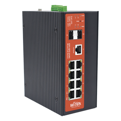Switch Industrial Administrable Gigabit con 2 Puertos PoE bt + 6 Puertos PoE af/at o 24 V Pasivo + 2 SFP Gigabit, 240 W