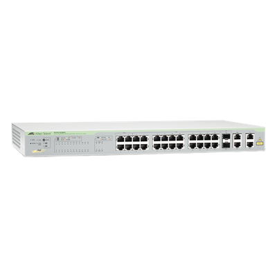 WebSmart Switch, 24 puertos PoE+ 10/100 Mbps + 2 puertos 10/100/1000 Mbps + 2 SFP Gigabit Combo, 193 W