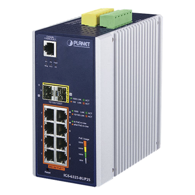 Switch Industrial Administrable Capa 3, 8 Puertos Gigabit PoE 802.3bt+, 2 Puertos 1 G / 2.5 G SFP+
