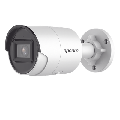 Bala IP 4 Megapixel / Lente 2.8 mm / 40 mts IR EXIR / IP67 / WDR 120 dB / PoE / Micrófono Integrado / ACUSENSE (Filtro de Falsas Alarmas) / Ultra Baja Iluminación