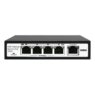 Switch PoE / 100 Metros PoE / 4 puertos 802.3af /at ( 60 W ) 10/100 Mbps + 1 puerto uplink 