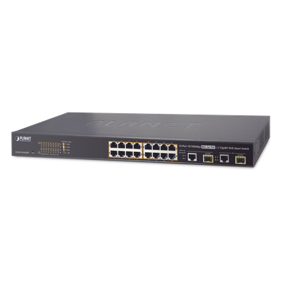 Switch Administrable L2 de 16 Puertos PoE+ y 2 Puertos Compartidos Gigabit TP/SFP