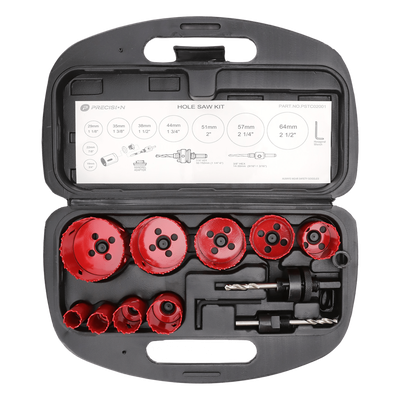 Juego de 13 Brocas Sierra Bimetálica con Adaptadores y Estuche. (3/4", 7/8", 1-1/8", 1-3/8",  1-1/2", 1-3/4", 2", 2-1/4", 2-1/2")