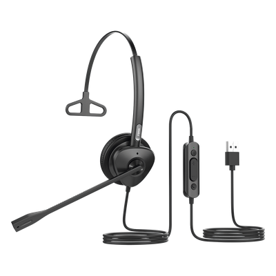 Diadema monoaural con tecnología antishock para teléfonos IP FANVIL con interfaz USB con micrófono de cancelación de ruido, larga durabilidad 