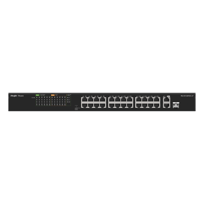 Switch PoE+ no Administrable, hasta 180 Watts Ideal para CCTV, 24 Puertos 10/100 PoE+, 2 Uplinks Gigabit (1 SFP COMBO)