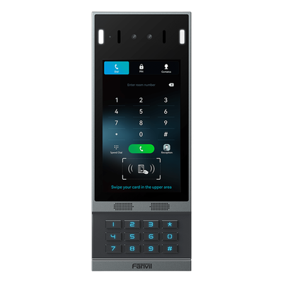 Videoportero SIP con Reconocimiento Facial / Pantalla Táctil IPS 7" / Cámara 2MP / 2 Relevadores / Teclado Retroiluminado / IP66 IK07 / PoE