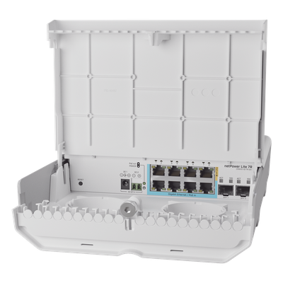 (CSS610-1Gi-7R-2S+OUT) netPower Lite 7R Switch Smart 7 puertos PoE Inverso Gigabit, 2 SFP+ 10G, para exterior 