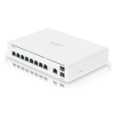 Consola UISP de Ubiquiti / Gateway y Switch de Red Gigabit / Controlador con Plataforma UISP para gestión remota de WISP (airMAX, airFiber, uFiber, LTU, edgeMAX, airCube) / 128 GB SSD / (1) WAN 1GbE / (1) WAN SFP+10G / (8) puertos LAN GbE RJ45 
