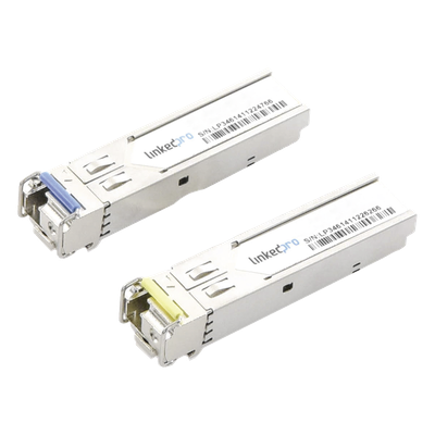Transceptores Ópticos Industriales Bidireccionales SFP (Mini-Gbic) / Monomodo 1310 & 1550 nm / 1.25 Gbps / 1000BASE-BX / Conector LC/UPC Simplex / DDM / Hasta 5 km / 2 Piezas
