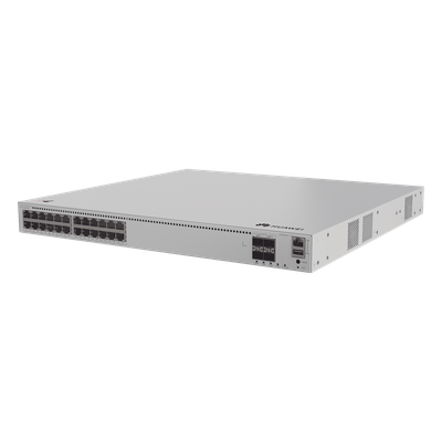 Switch de Distribución/Core Gigabit Administrable PoE Capa 3 / 24 puertos 1000/2.5Gbps (PoE) / 4 Puertos 10GE SFP+ Uplink / ERPS / Rutas Estáticas / iStack / PoE Perpetuo / 400W / Administración Nube Gratis