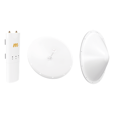 Kit de radio C5C con Antena de 28dBi, Frecuencia (4.9-6.5 GHz), para hasta 20 km, Radomo, PoE y Jumpers Incluidos