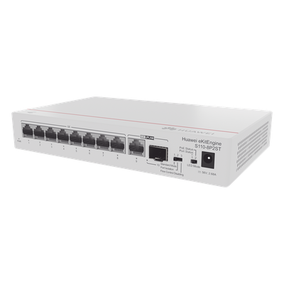 Switch Gigabit No Administrable PoE / 8 puertos 10/100/1000 Mbps (PoE) / 2 Puertos SFP Uplink / 124W
