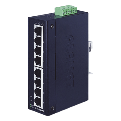 Switch Industrial Administrable Capa 2,  8 Puertos Gigabit, Doble Entrada de Alimentación Para Fuente Redundante